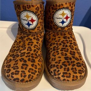 Leopard Print Kids Pittsburgh Steelers Boots size 6
